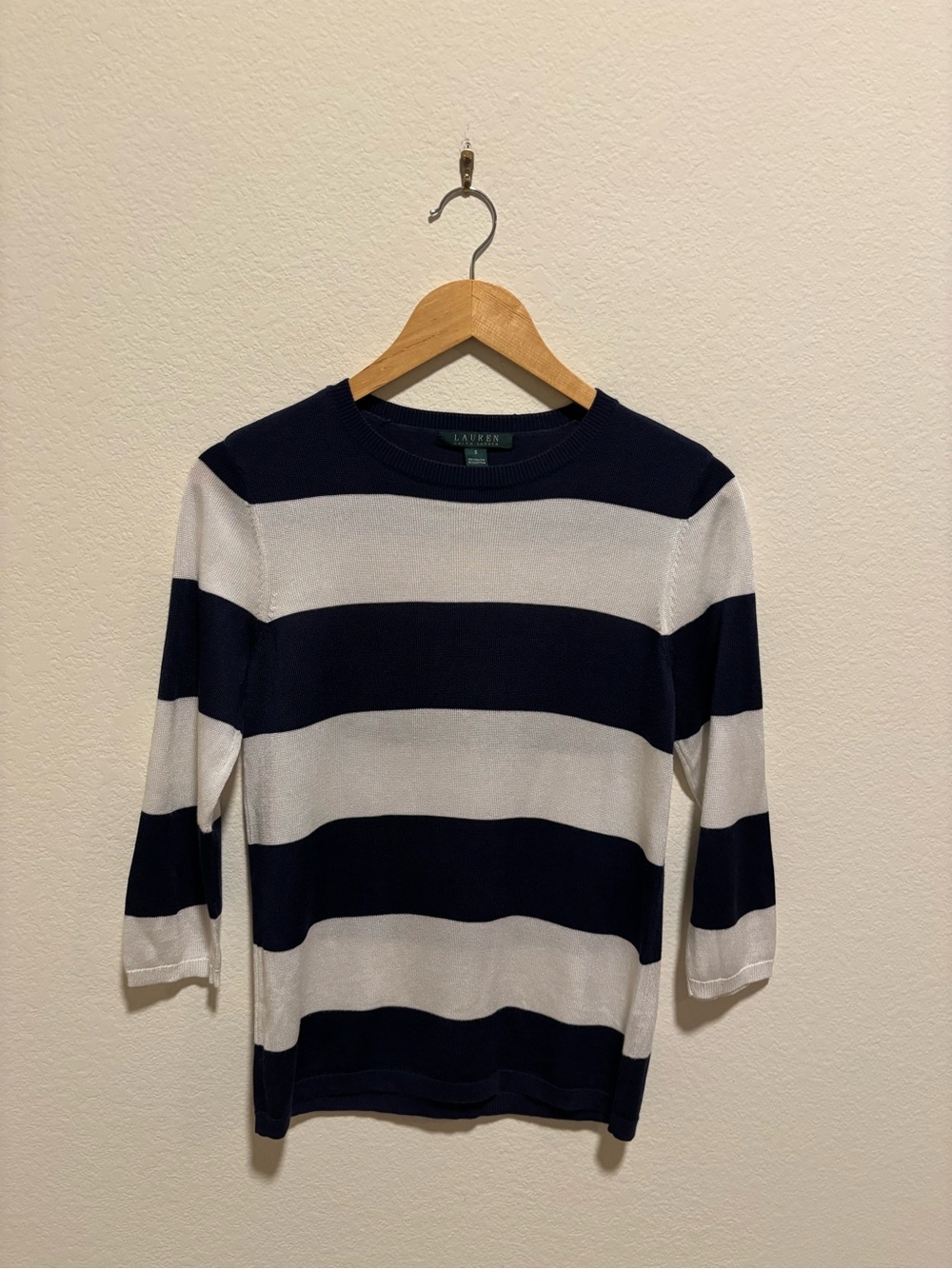 Lauren Ralph Lauren Navy and White Striped Knit Top